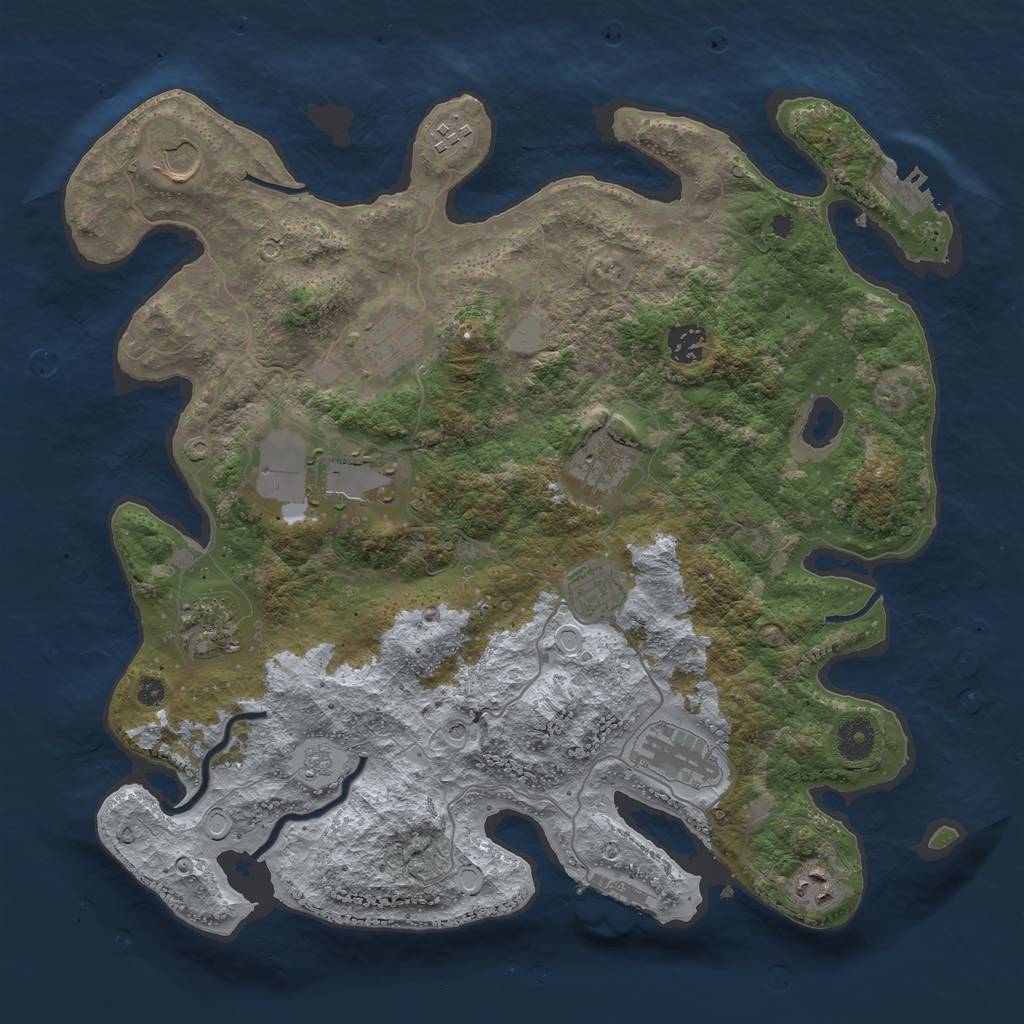 Rust Map: Procedural Map, Size: 3800, Seed: 908051886, 17 Monuments