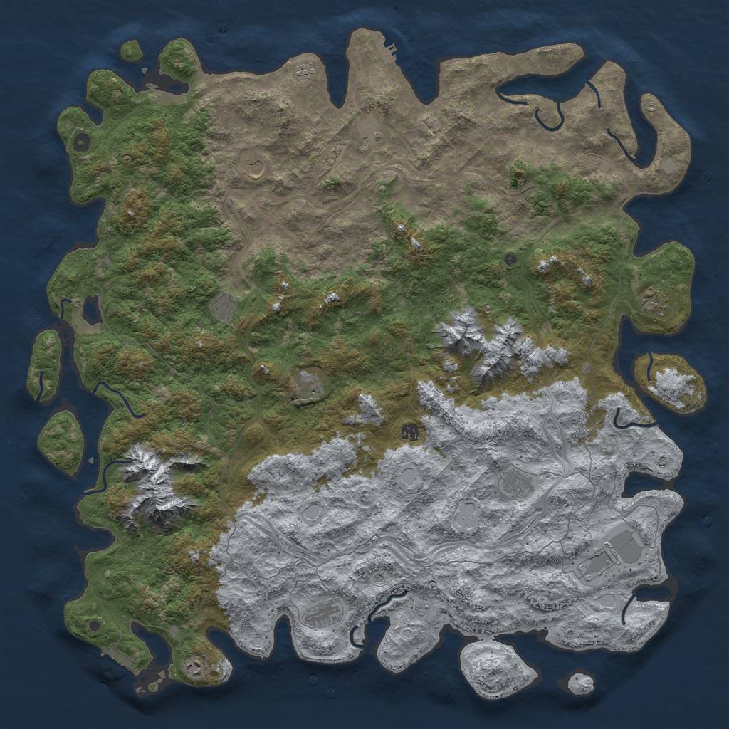 Rust Map: Procedural Map, Size: 6000, Seed: 3251988, 18 Monuments