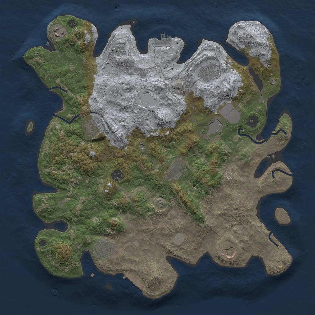 Rust Map: Procedural Map, Size: 3950, Seed: 773846636, 16 Monuments