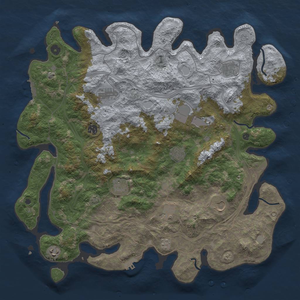 Rust Map: Procedural Map, Size: 4500, Seed: 176766962, 18 Monuments