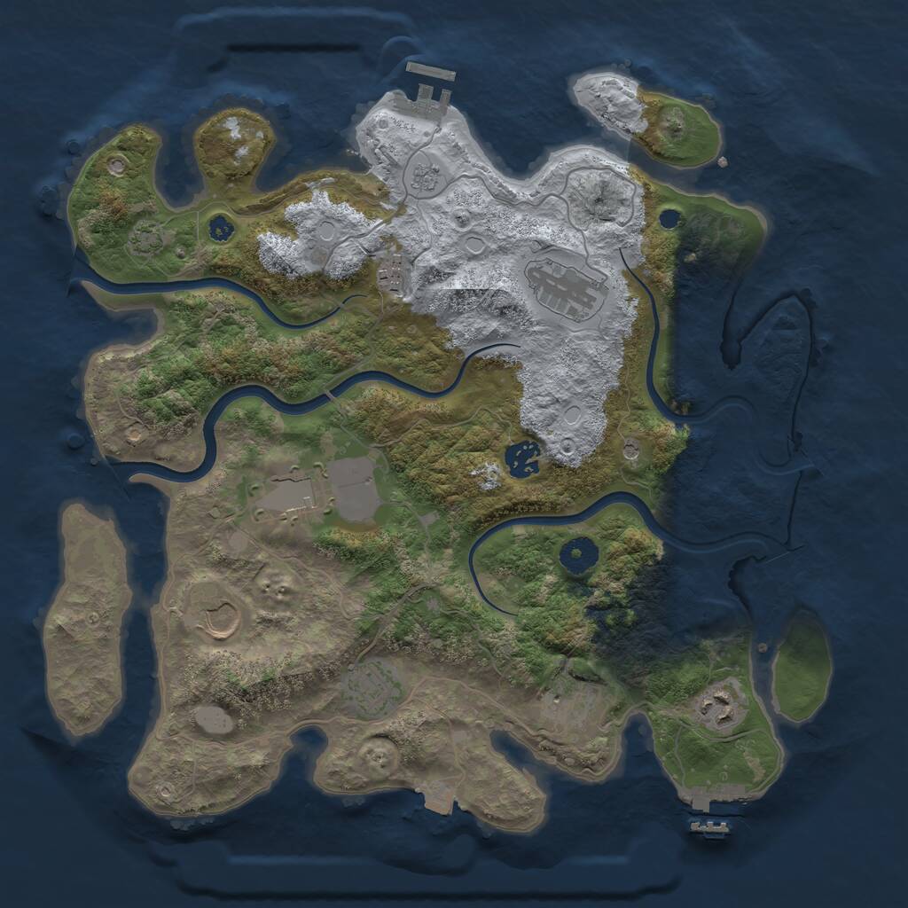 Rust Map: Procedural Map, Size: 3700, Seed: 1982228172, 14 Monuments