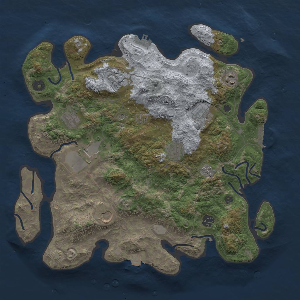 Rust Map: Procedural Map, Size: 3700, Seed: 1982228172, 17 Monuments
