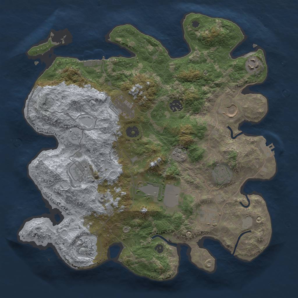 Rust Map: Procedural Map, Size: 3550, Seed: 1109671411, 17 Monuments