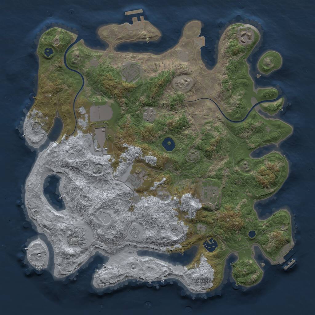 Rust Map: Procedural Map, Size: 3600, Seed: 6665541, 14 Monuments