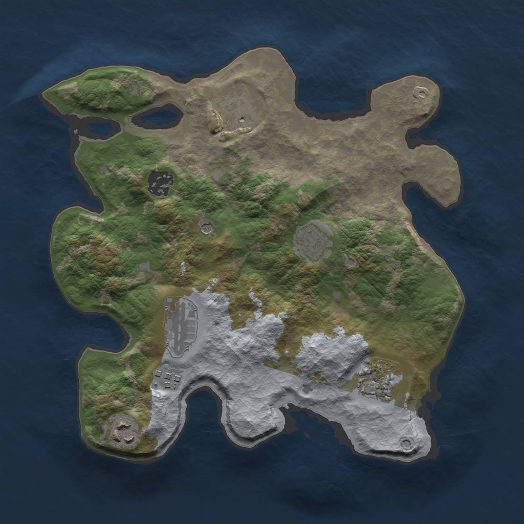 Rust Map: Barren, Size: 3000, Seed: 1130093503, 10 Monuments