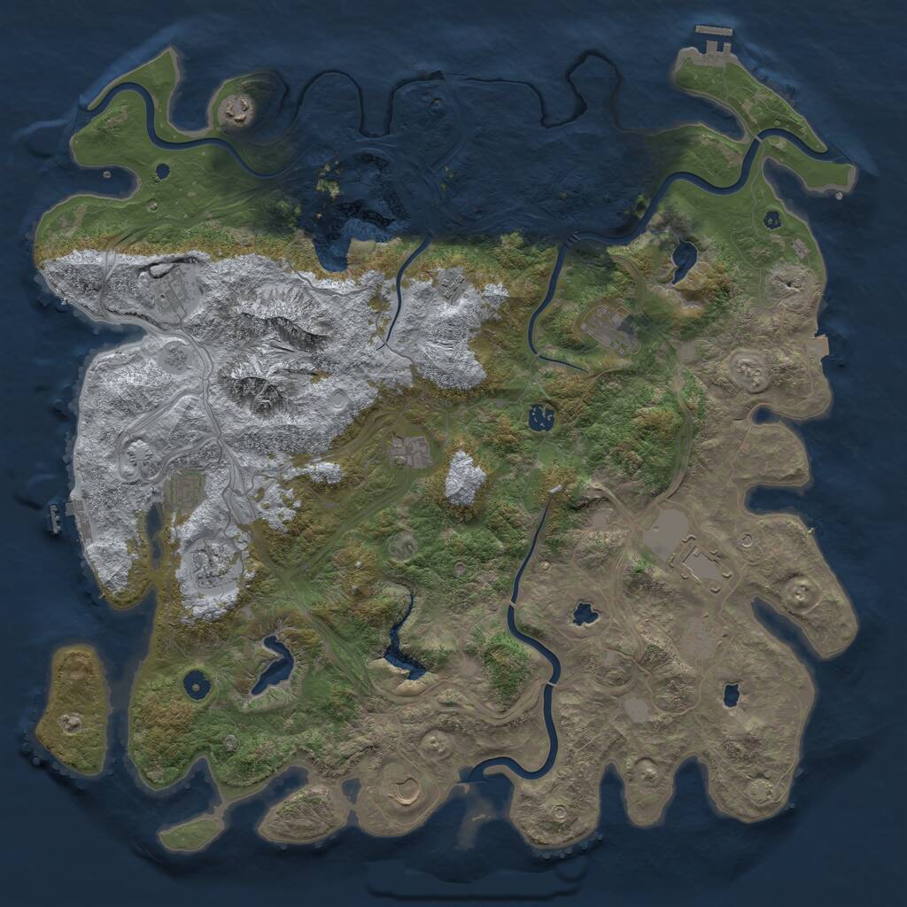 Rust Map: Procedural Map, Size: 5000, Seed: 838802166, 17 Monuments