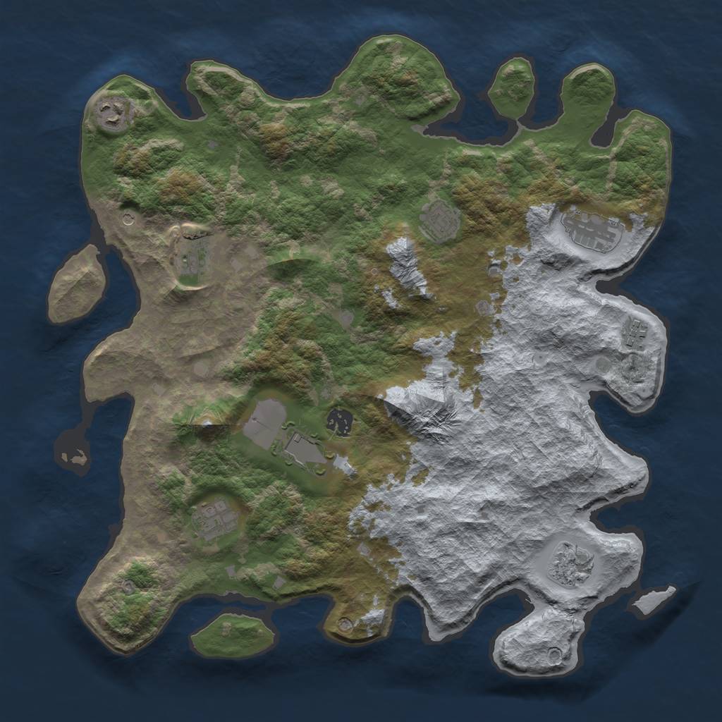Rust Map: Barren, Size: 4000, Seed: 23, 12 Monuments