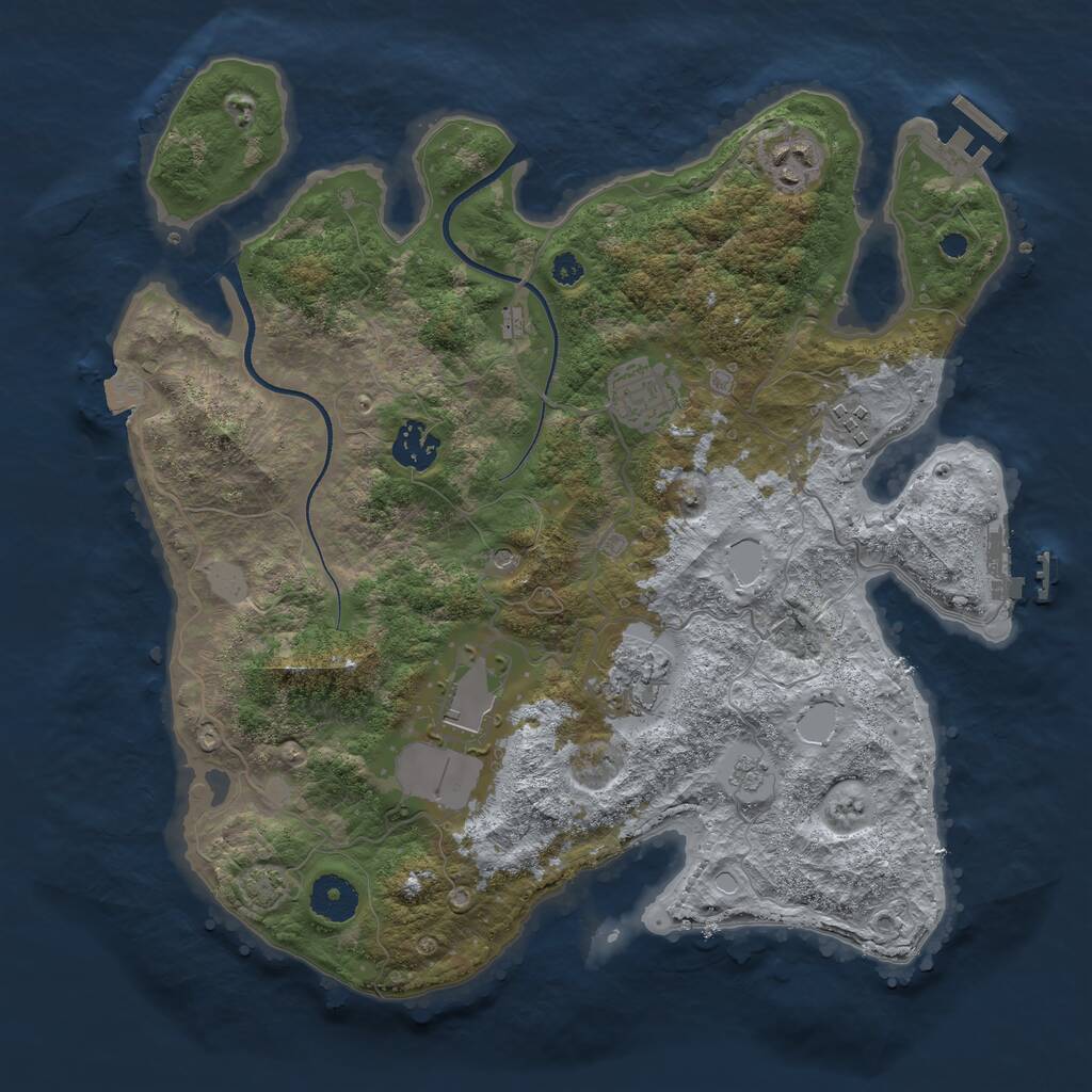 Rust Map: Procedural Map, Size: 3500, Seed: 1936948570, 12 Monuments