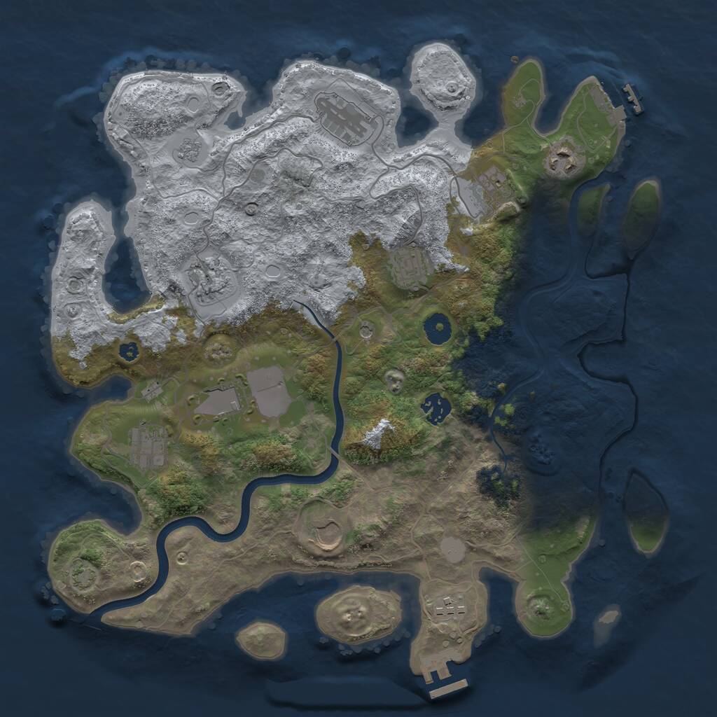 Rust Map: Procedural Map, Size: 3700, Seed: 5555555, 16 Monuments