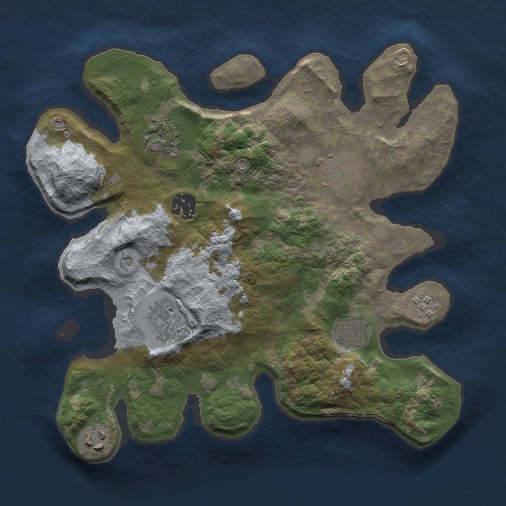 Rust Map: Barren, Size: 3000, Seed: 119, 10 Monuments