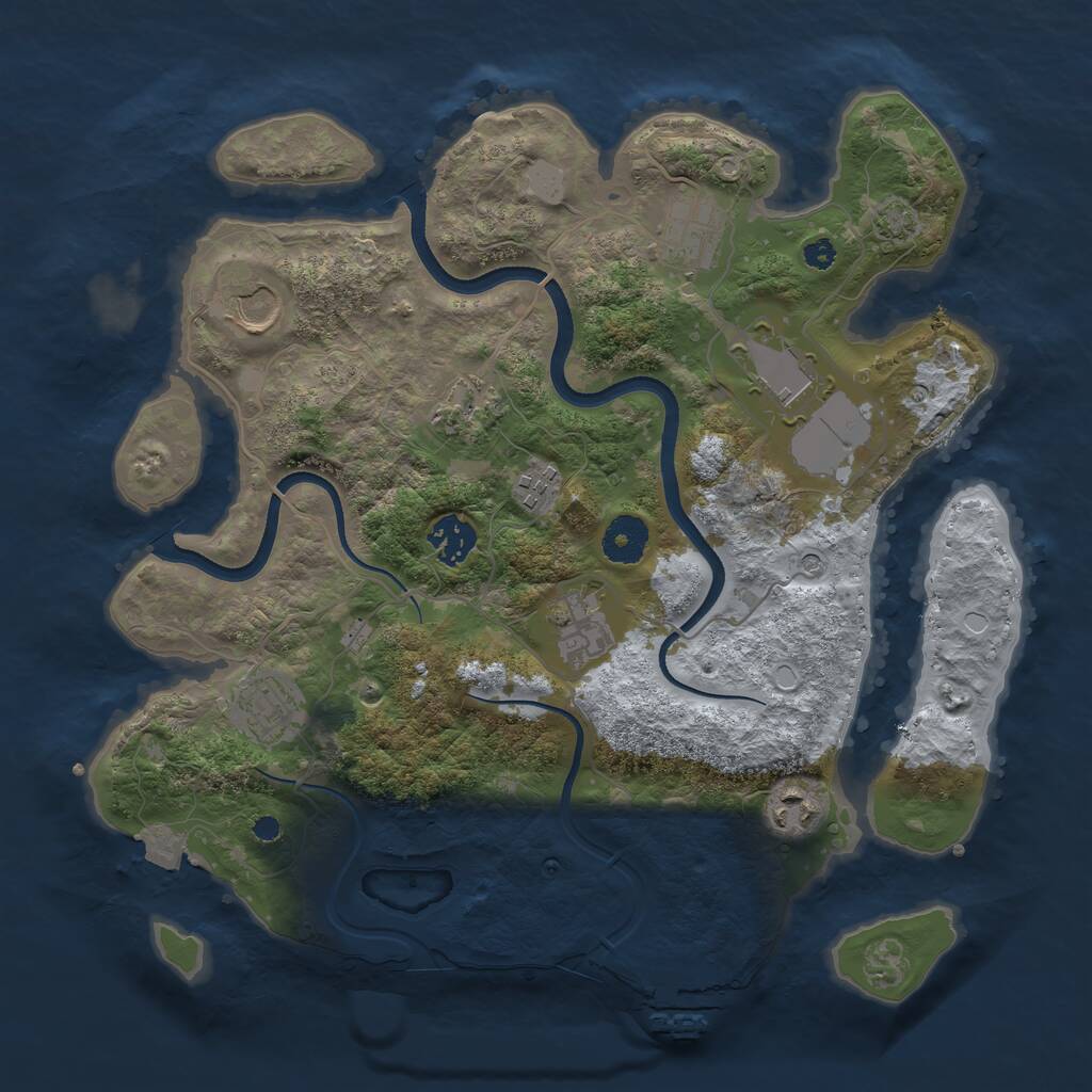 Rust Map: Procedural Map, Size: 3500, Seed: 3421, 13 Monuments