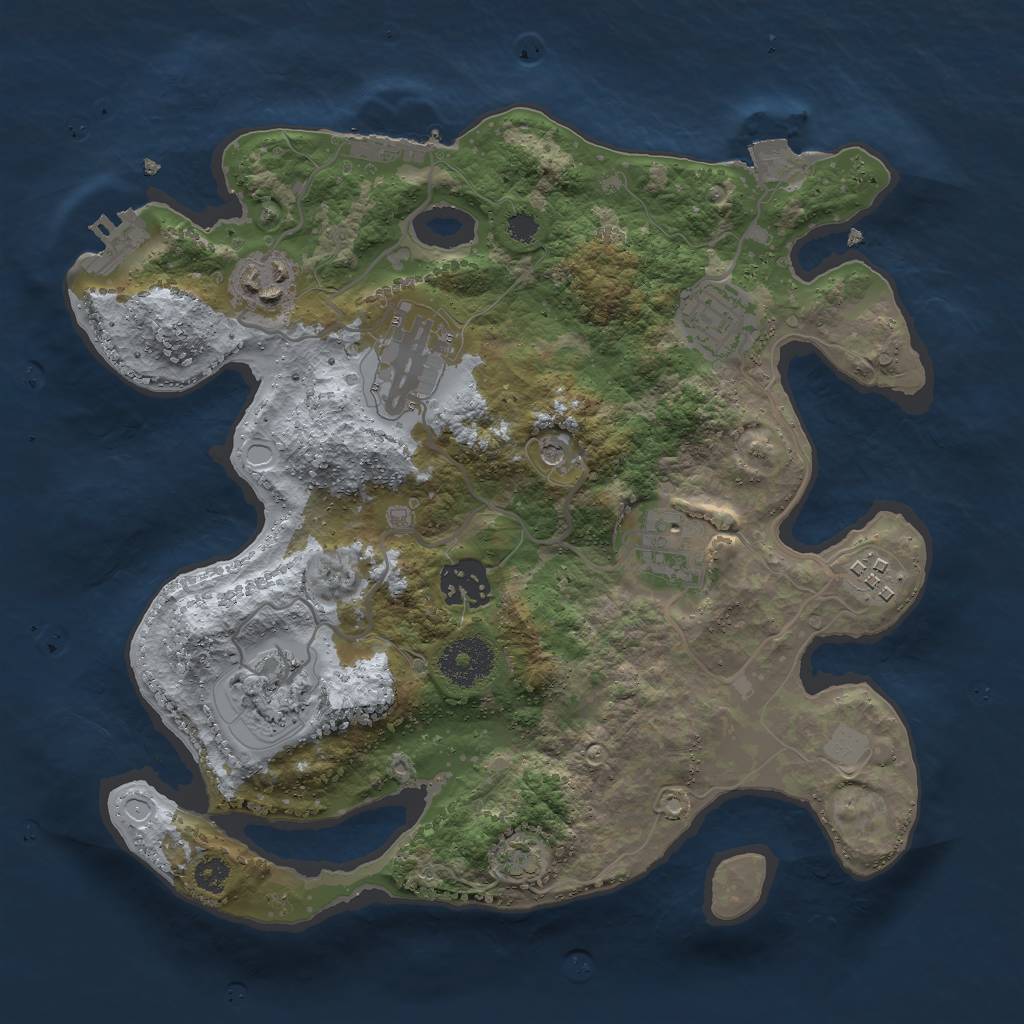 Rust Map: Procedural Map, Size: 3000, Seed: 2131025117, 14 Monuments