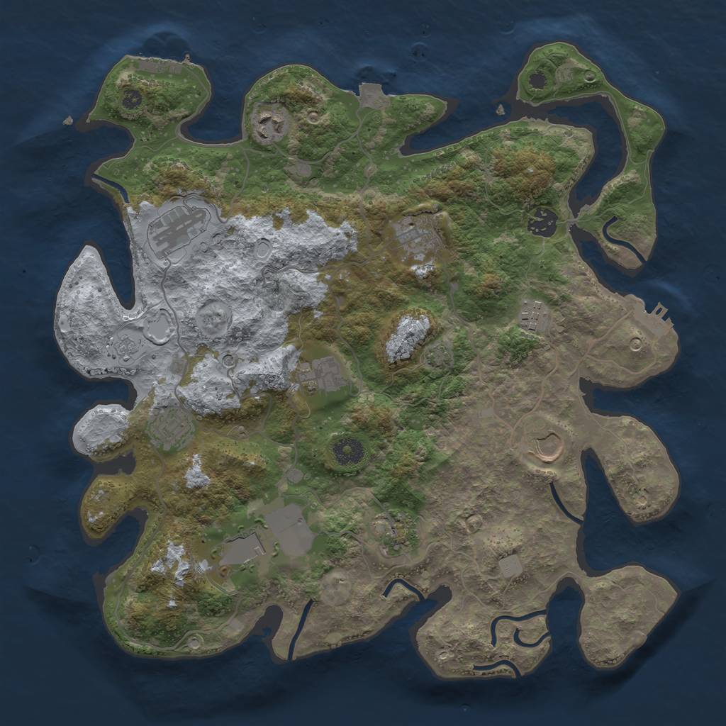 Rust Map: Procedural Map, Size: 3700, Seed: 813597630, 18 Monuments
