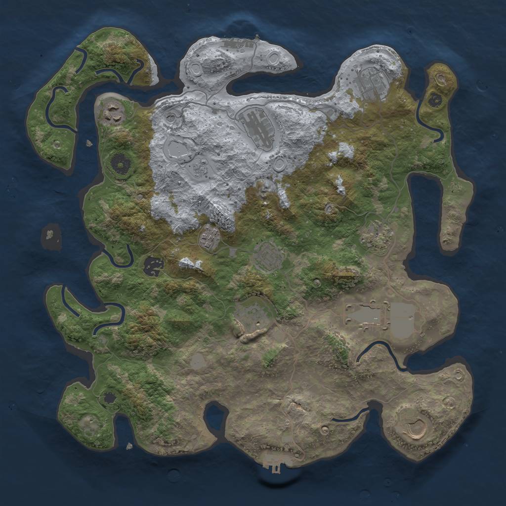 Rust Map: Procedural Map, Size: 3750, Seed: 36449261, 17 Monuments