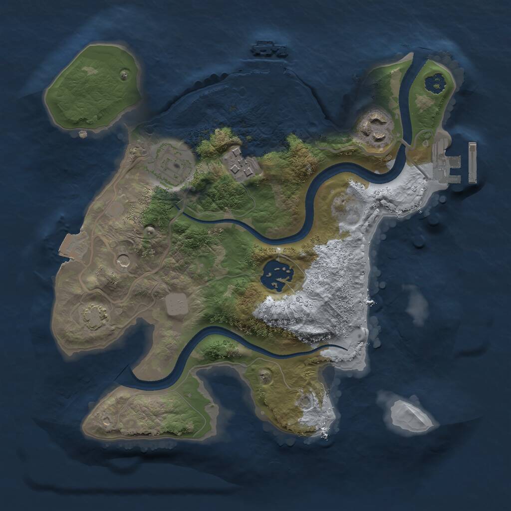 Rust Map: Procedural Map, Size: 2500, Seed: 2134585, 9 Monuments