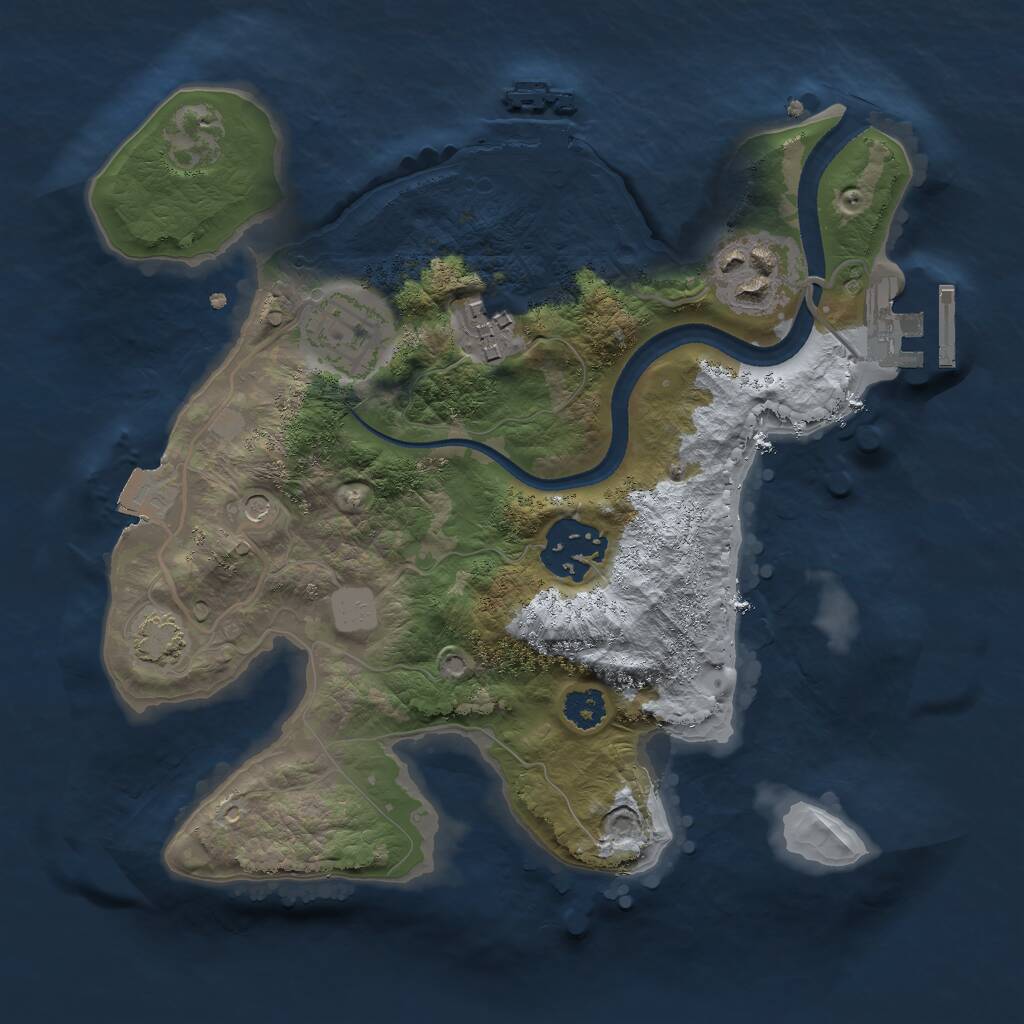 Rust Map: Procedural Map, Size: 2500, Seed: 2134585, 9 Monuments