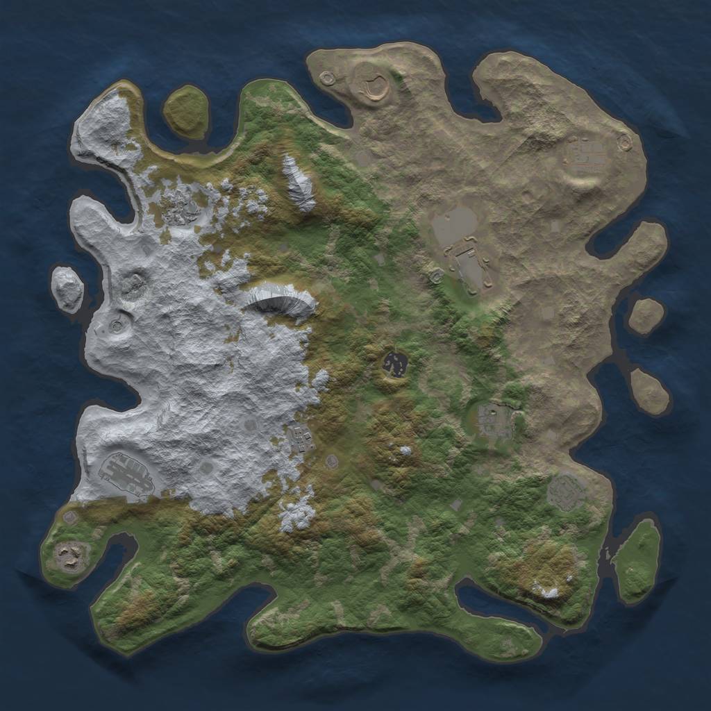 Rust Map: Barren, Size: 4250, Seed: 1363471899, 13 Monuments