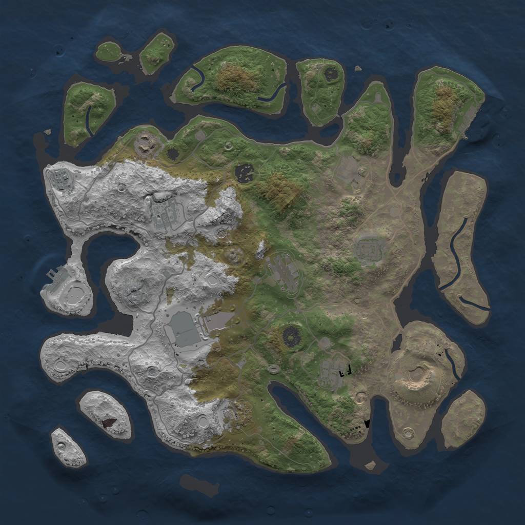 Rust Map: Procedural Map, Size: 4000, Seed: 2051790087, 19 Monuments