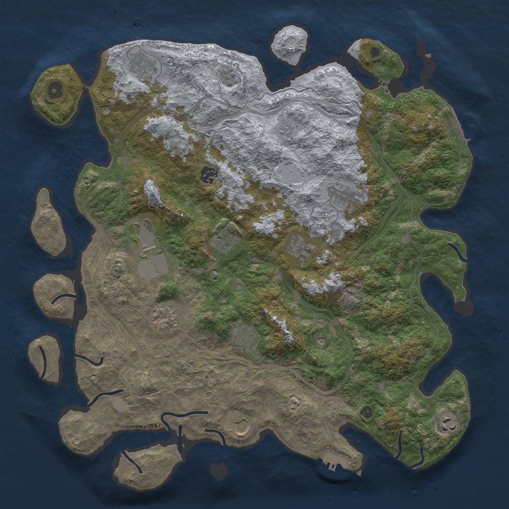 Rust Map: Procedural Map, Size: 4500, Seed: 928520, 18 Monuments