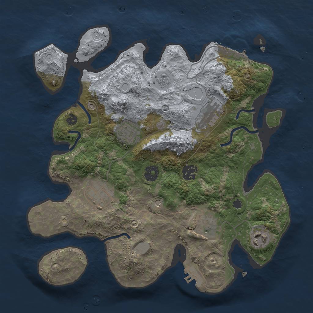 Rust Map: Procedural Map, Size: 3000, Seed: 593197, 13 Monuments