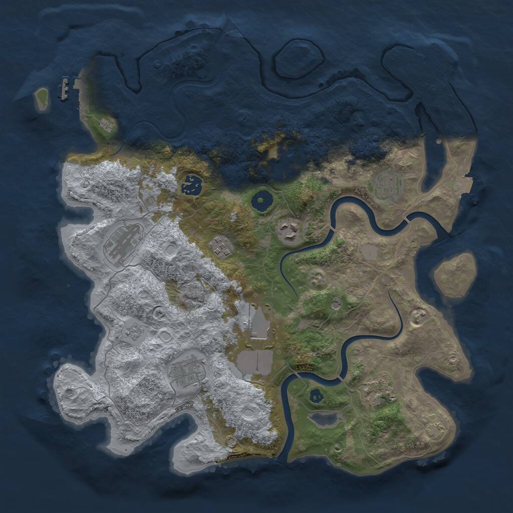 Rust Map: Procedural Map, Size: 3700, Seed: 1839540646, 15 Monuments