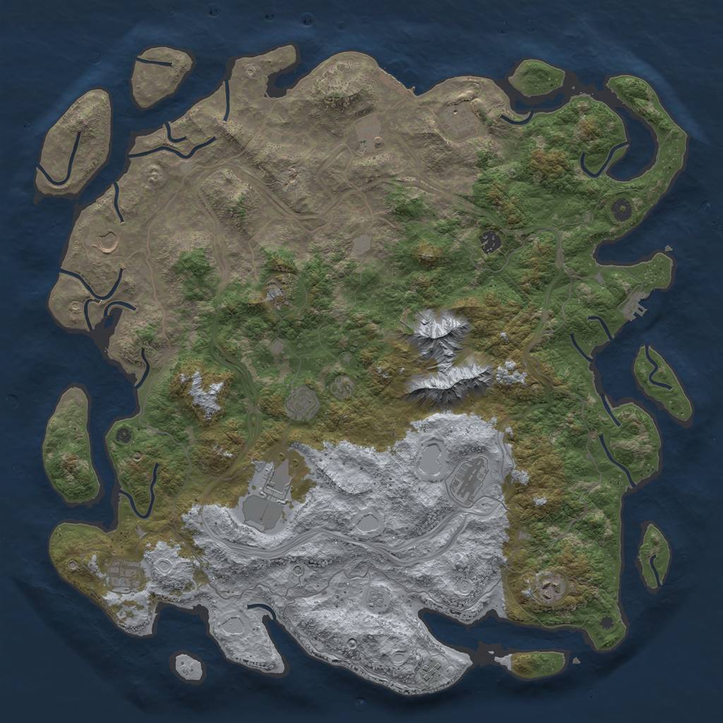 Rust Map: Procedural Map, Size: 5000, Seed: 851353723, 18 Monuments