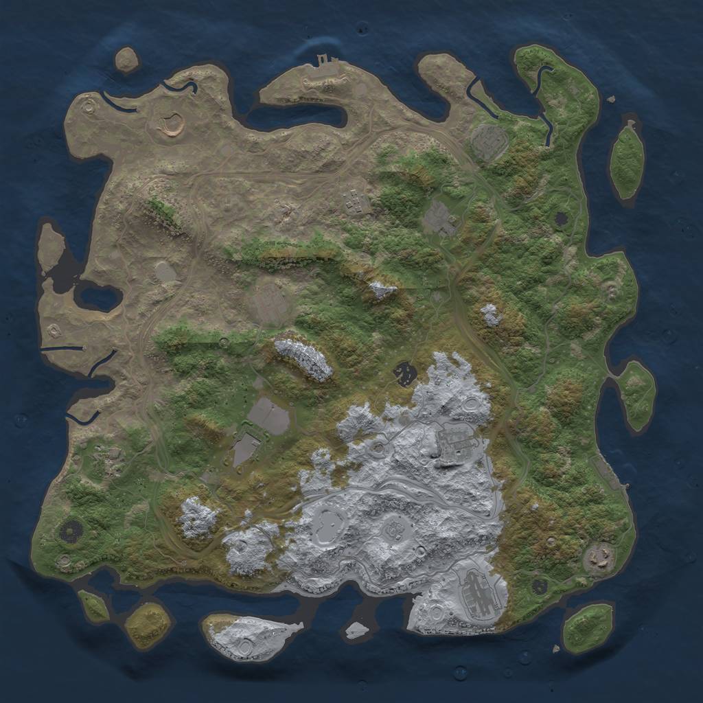 Rust Map: Procedural Map, Size: 4566, Seed: 689986, 18 Monuments