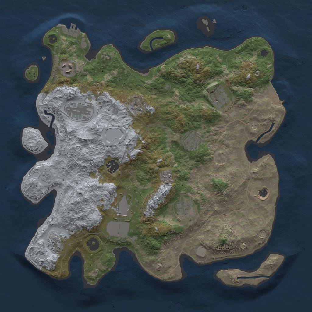 Rust Map: Procedural Map, Size: 3700, Seed: 866320297, 17 Monuments