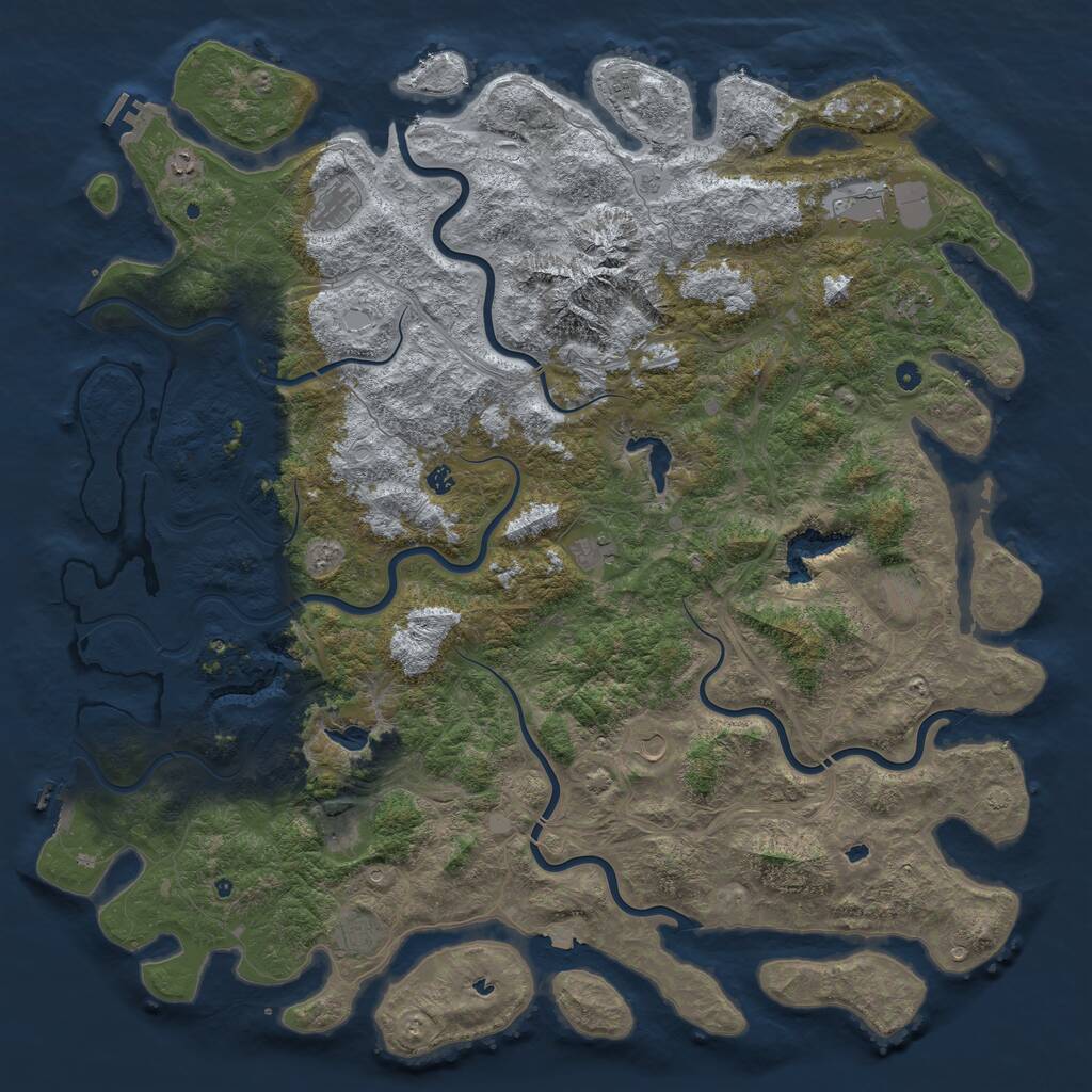 Rust Map: Procedural Map, Size: 6000, Seed: 85764754, 17 Monuments