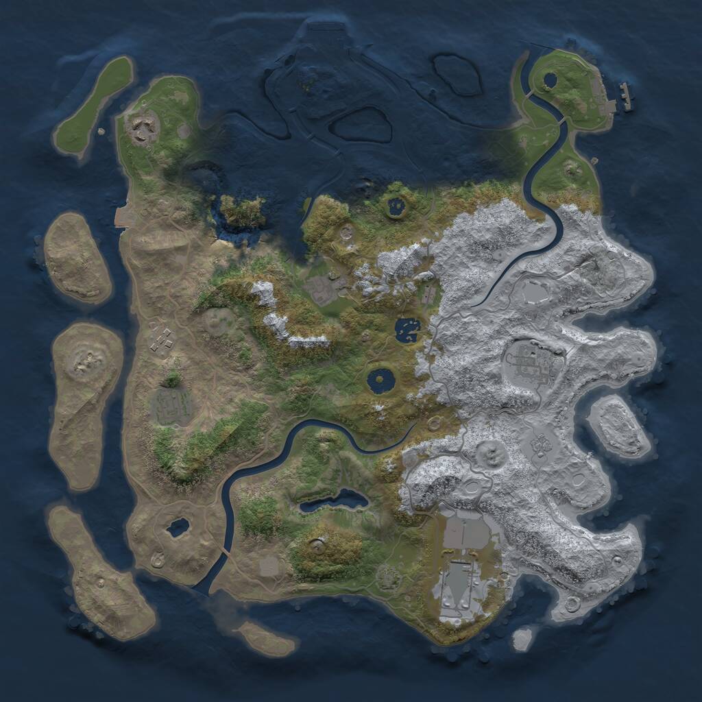 Rust Map: Procedural Map, Size: 4000, Seed: 1788796553, 13 Monuments