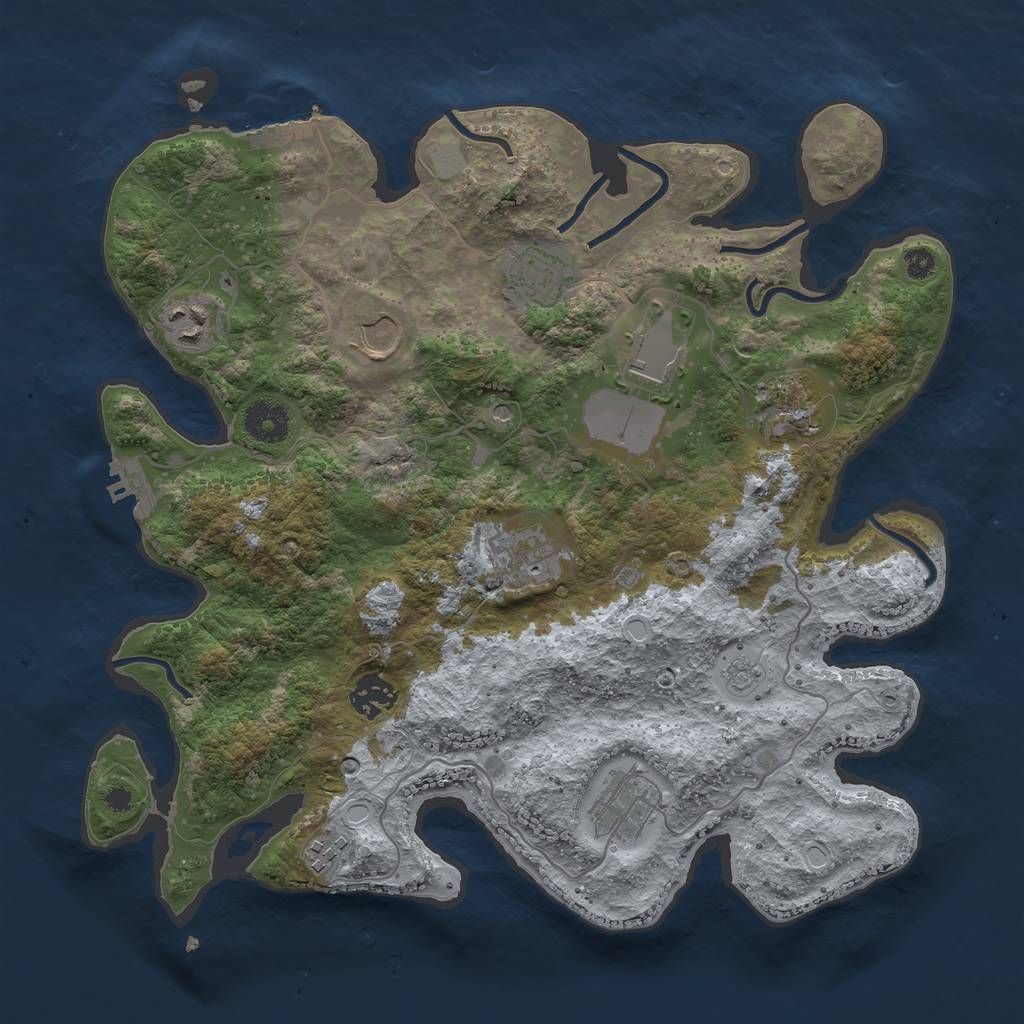Rust Map: Procedural Map, Size: 3500, Seed: 266874607, 16 Monuments