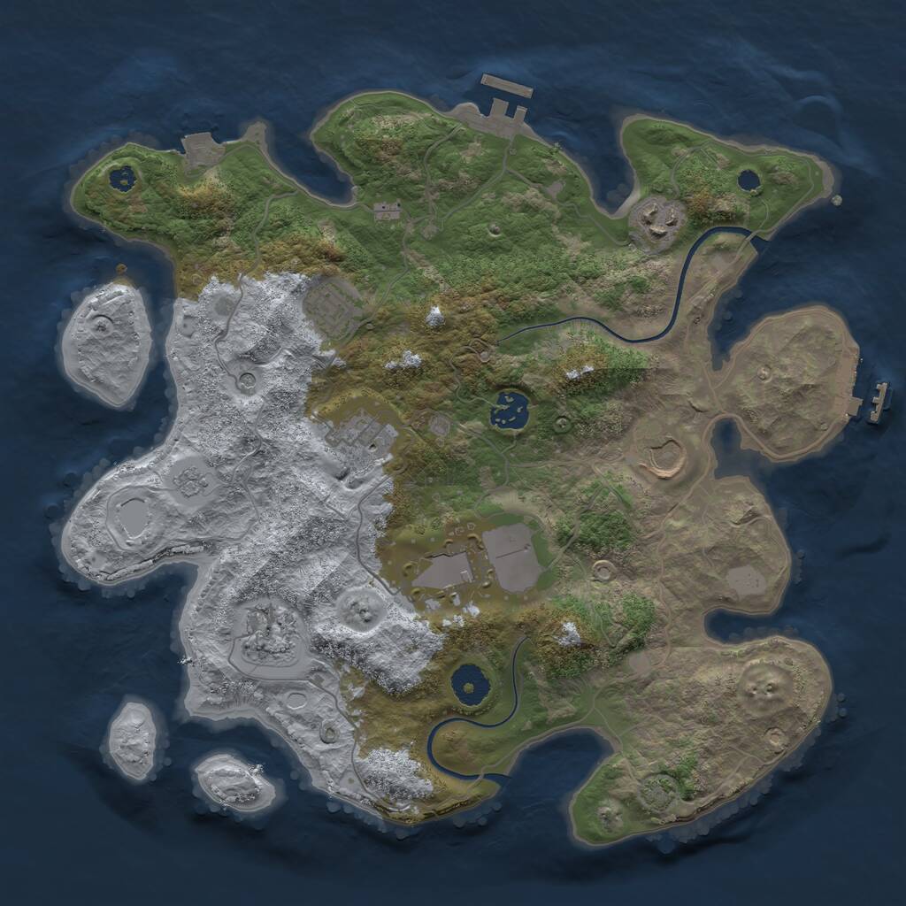 Rust Map: Procedural Map, Size: 3500, Seed: 649921868, 13 Monuments