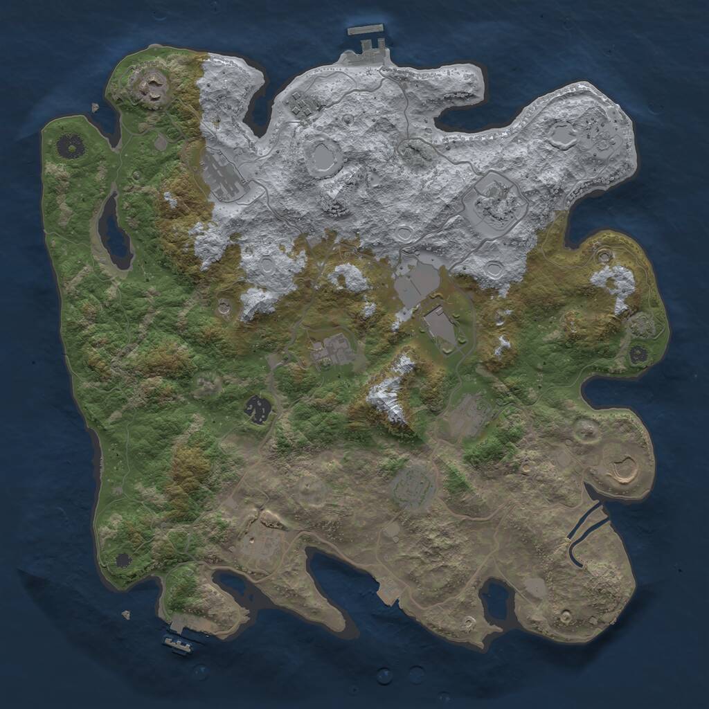 Rust Map: Procedural Map, Size: 4000, Seed: 410618799, 17 Monuments