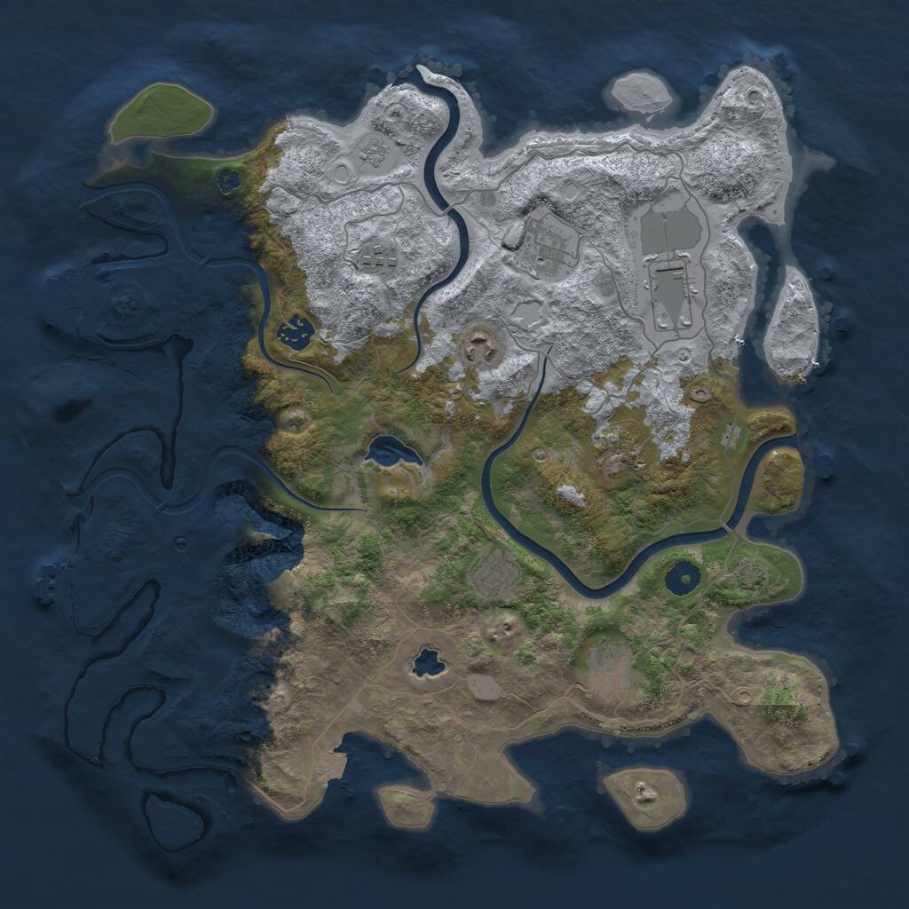 Rust Map: Procedural Map, Size: 4000, Seed: 16870006, 13 Monuments