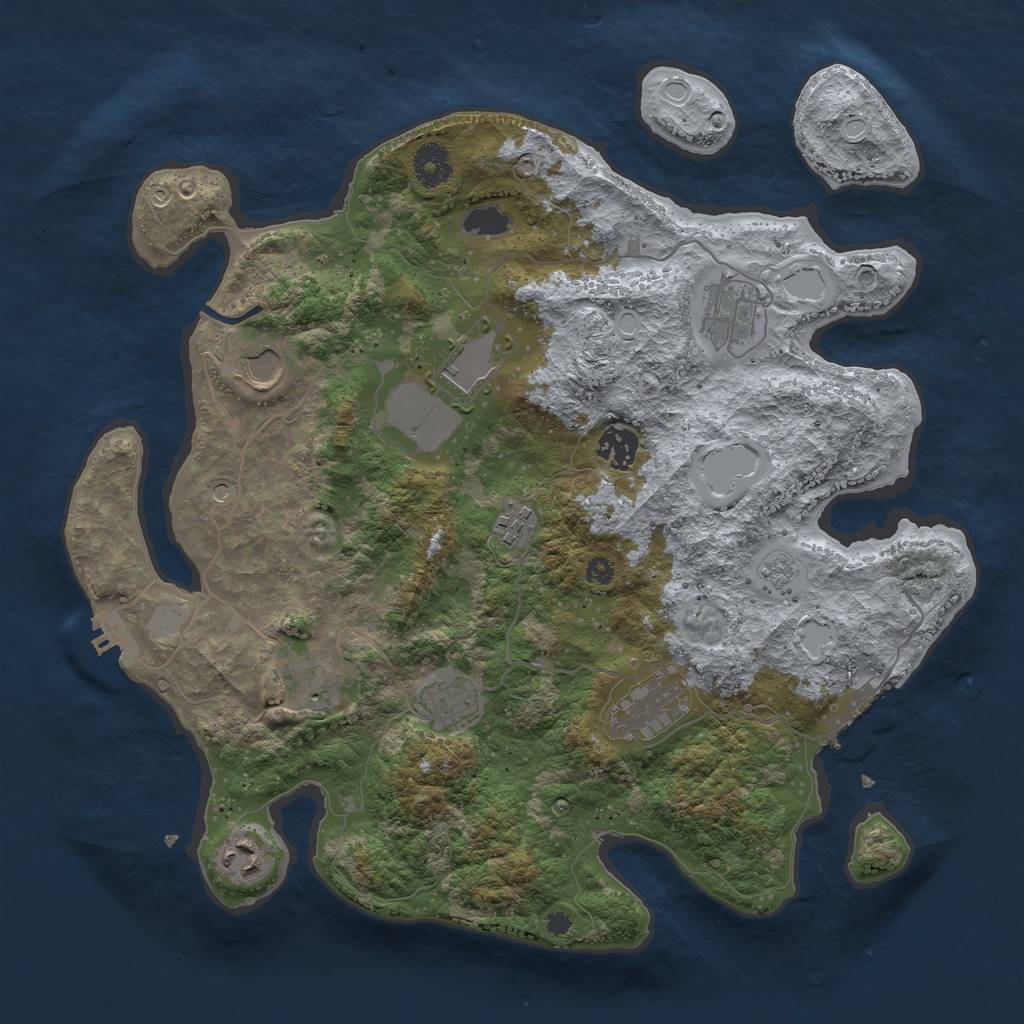 Rust Map: Procedural Map, Size: 3700, Seed: 1408986991, 16 Monuments