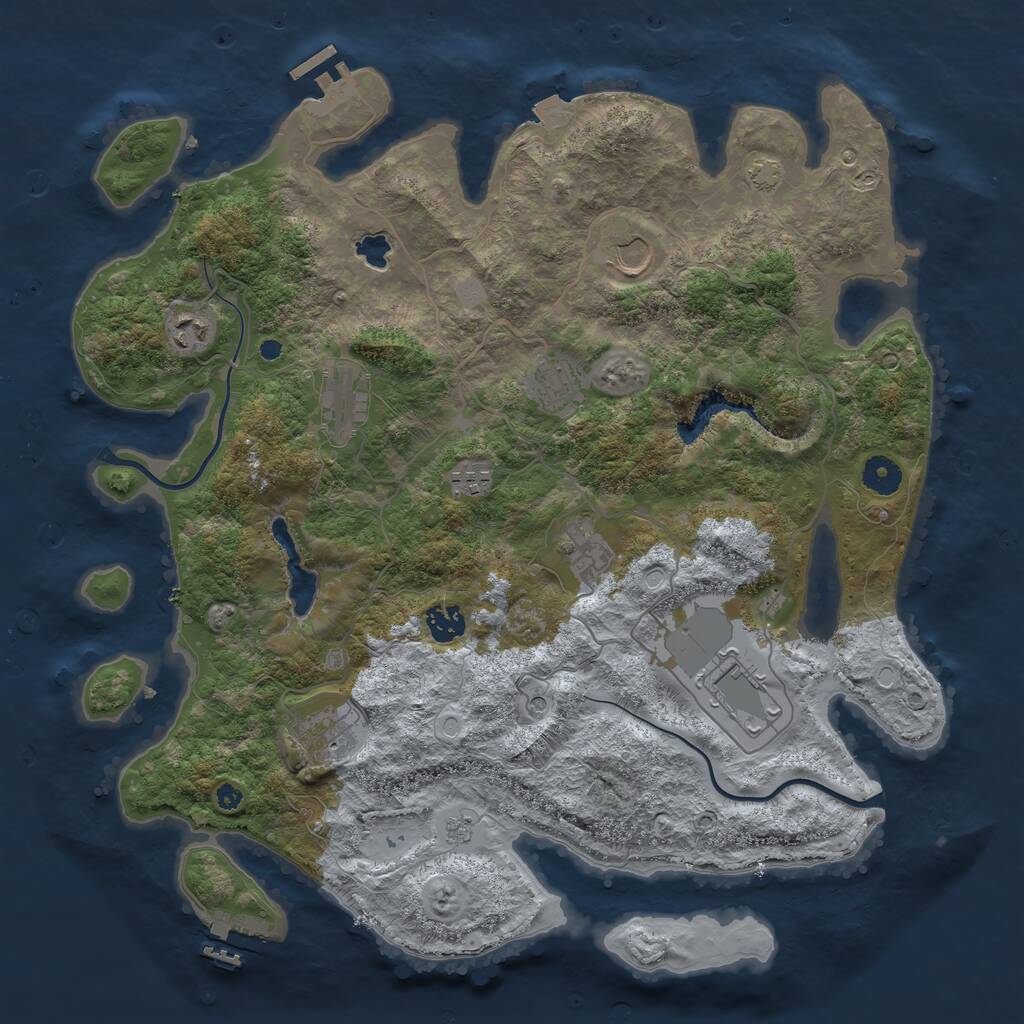 Rust Map: Procedural Map, Size: 4000, Seed: 728371, 15 Monuments