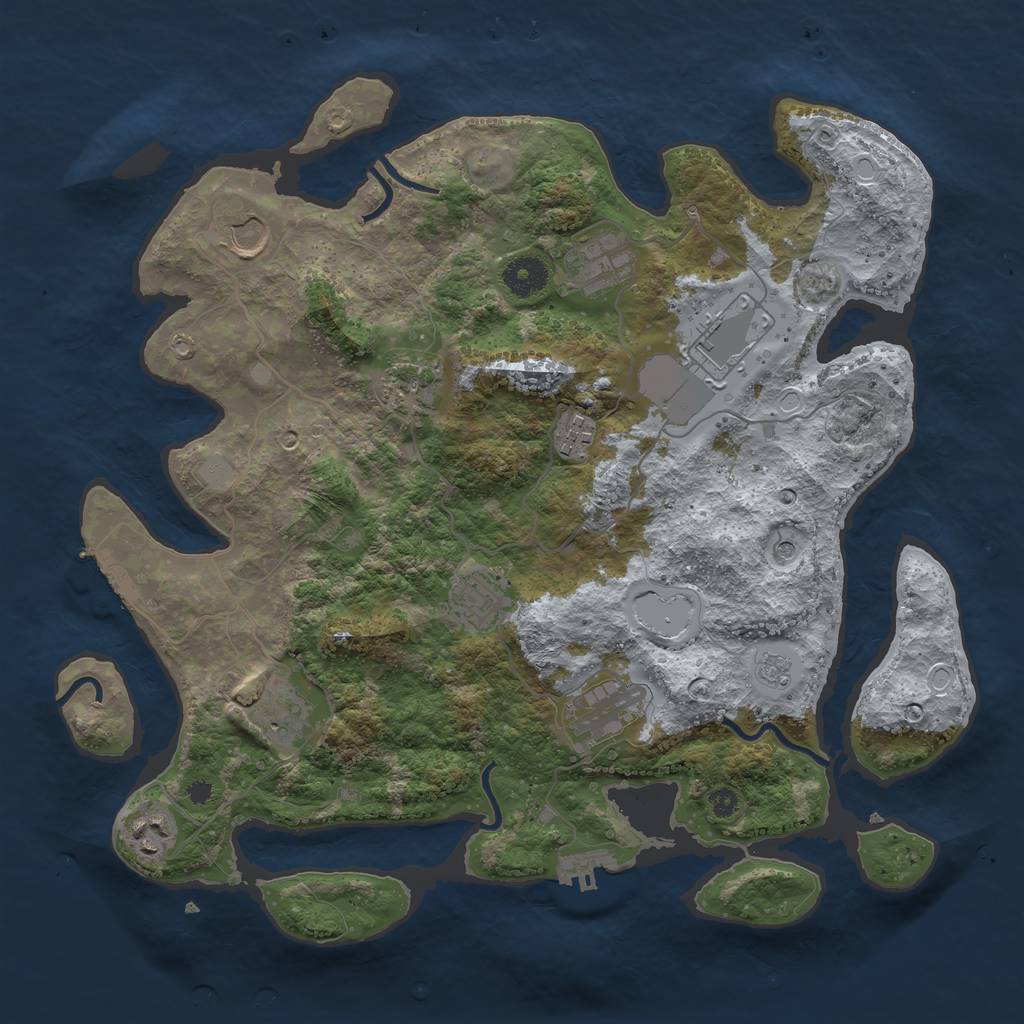 Rust Map: Procedural Map, Size: 3700, Seed: 242256, 16 Monuments