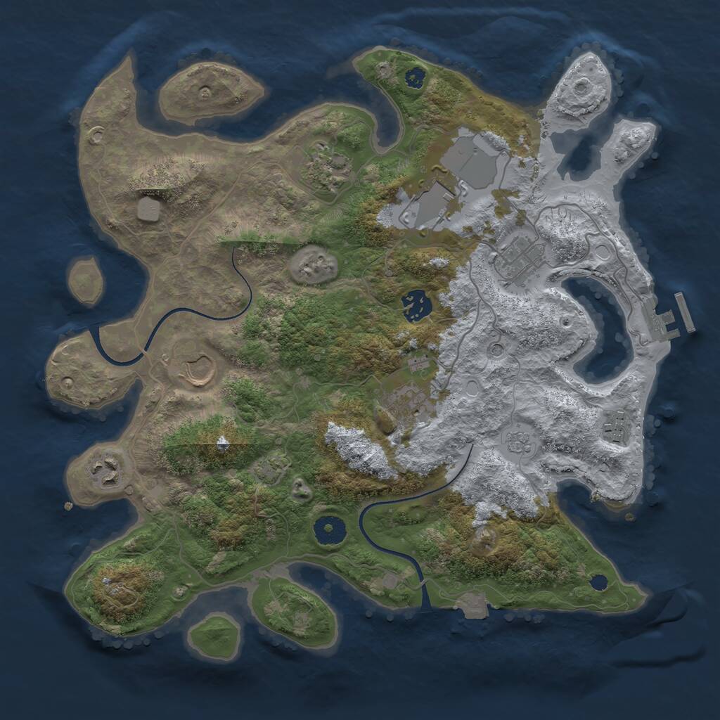 Rust Map: Procedural Map, Size: 3500, Seed: 666785261, 13 Monuments