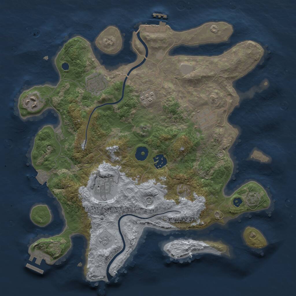 Rust Map: Procedural Map, Size: 3250, Seed: 540864564, 12 Monuments