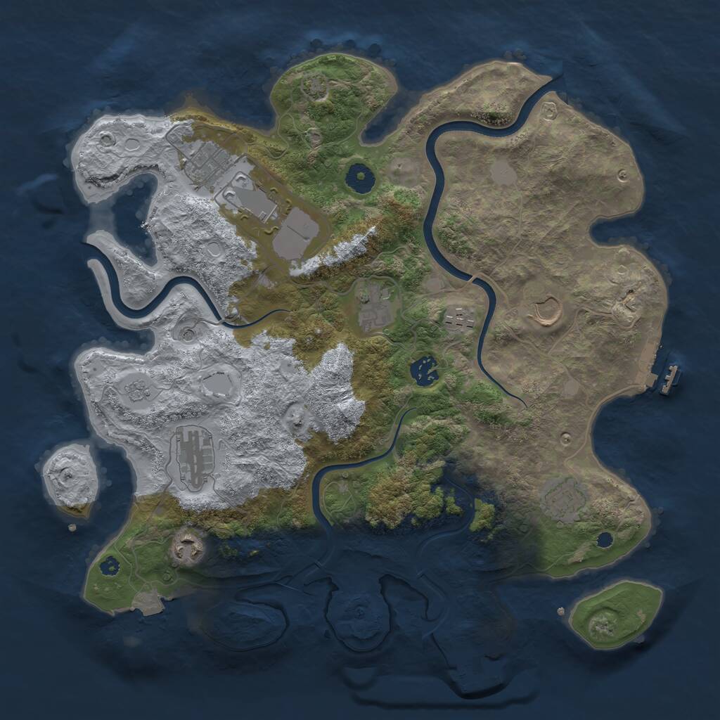 Rust Map: Procedural Map, Size: 3750, Seed: 1947808, 15 Monuments