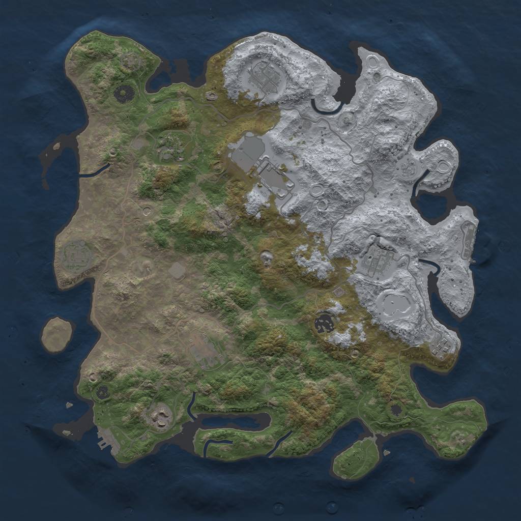 Rust Map: Procedural Map, Size: 4000, Seed: 34628, 17 Monuments
