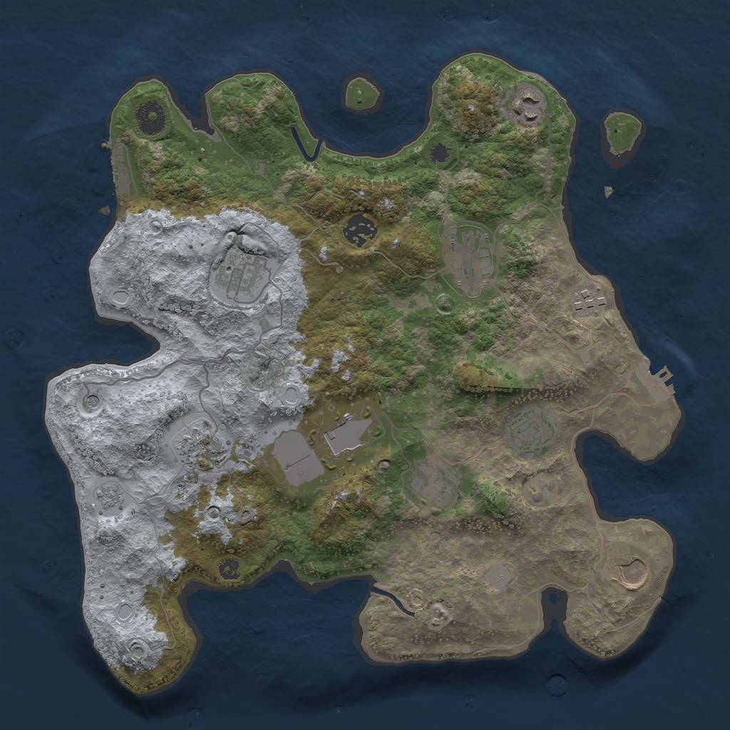 Rust Map: Procedural Map, Size: 3500, Seed: 218232160, 17 Monuments