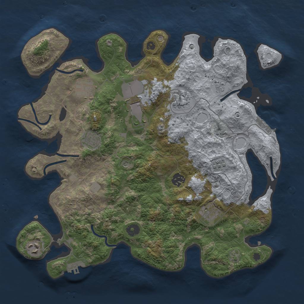 Rust Map: Procedural Map, Size: 3600, Seed: 795330, 15 Monuments