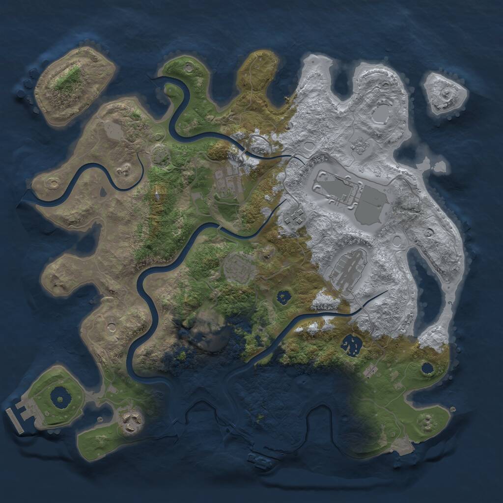 Rust Map: Procedural Map, Size: 3600, Seed: 795330, 14 Monuments