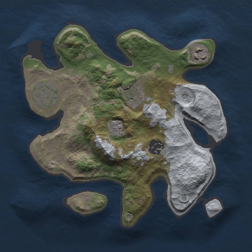 Rust Map: Barren, Size: 2500, Seed: 21412, 8 Monuments