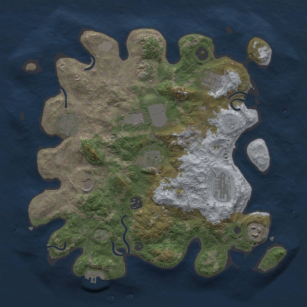 Rust Map: Procedural Map, Size: 3500, Seed: 594811812, 15 Monuments