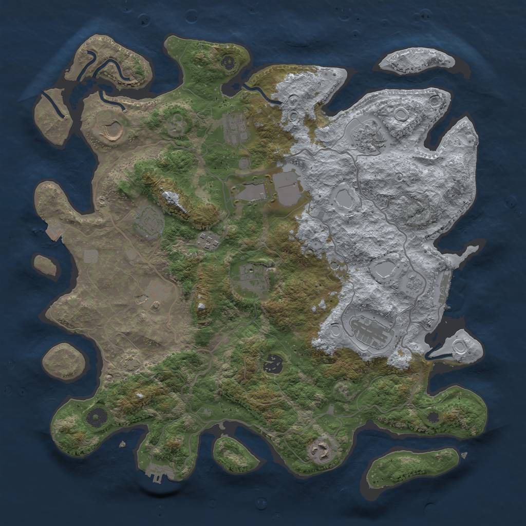 Rust Map: Procedural Map, Size: 4000, Seed: 11242023, 19 Monuments