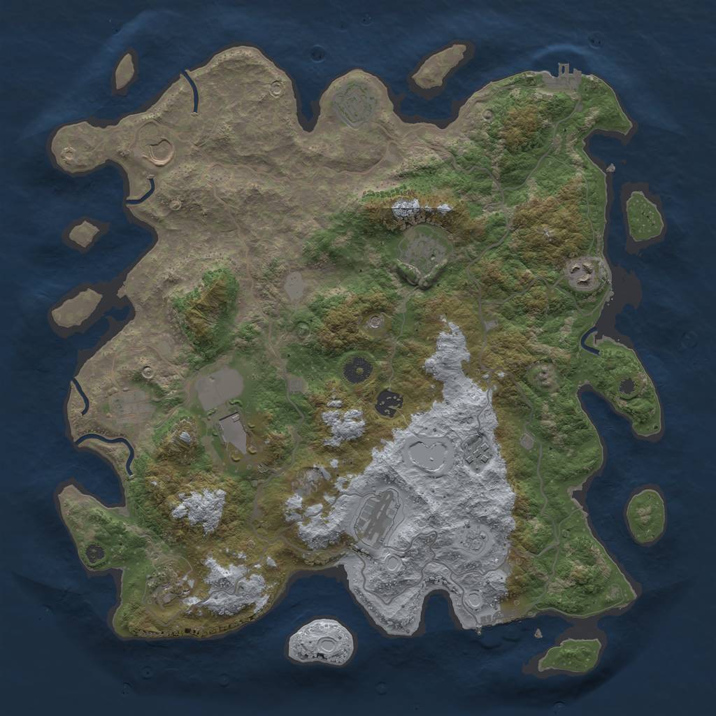 Rust Map: Procedural Map, Size: 4050, Seed: 355527088, 17 Monuments
