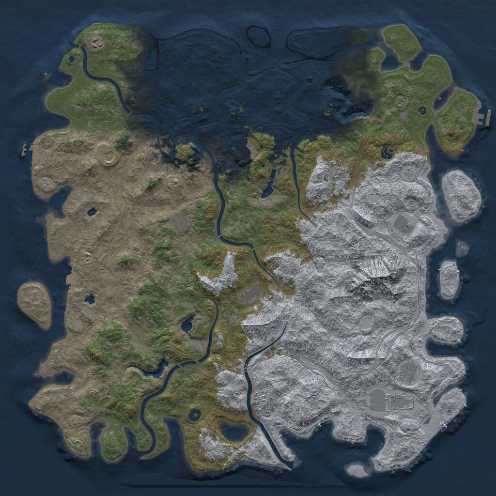 Rust Map: Procedural Map, Size: 6000, Seed: 358975, 17 Monuments