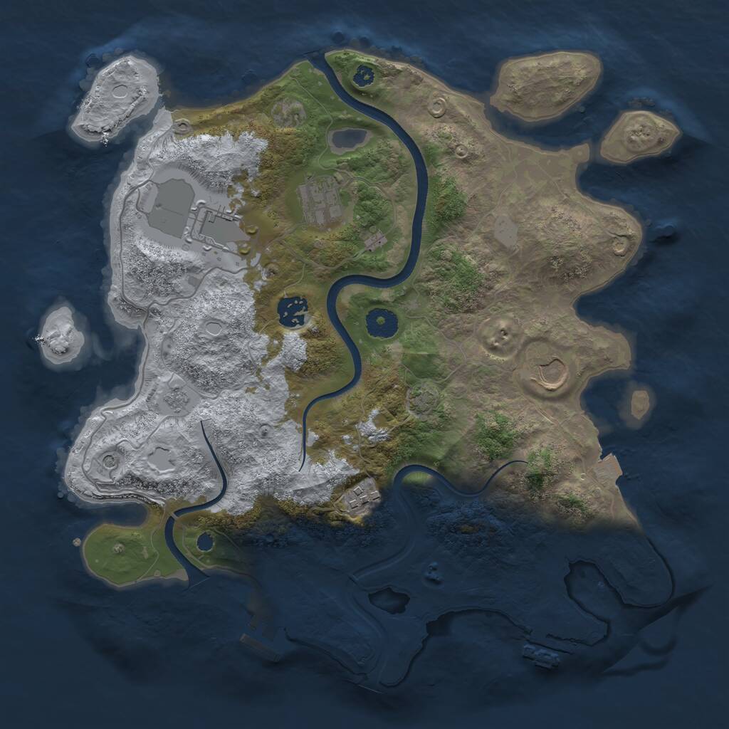 Rust Map: Procedural Map, Size: 3500, Seed: 901728, 11 Monuments